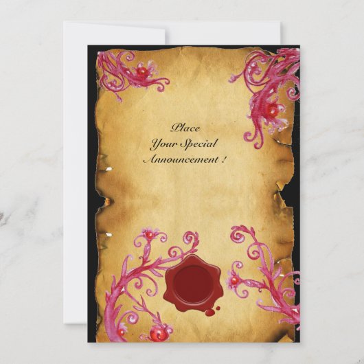 MAGIC BERRIES MONOGRAM, Red Wax Siegel Lila Wirbel Einladung (Rückseite)