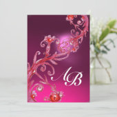 MAGIC BERRIES, MONOGRAM, rosa Amethystrot Einladung (Stehend Vorderseite)