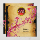 MAGIC BERRIES MONOGRAM, rot Einladung (Vorne/Hinten)