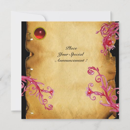 MAGIC BERRIES MONOGRAM, rot Einladung (Rückseite)