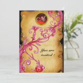 MAGIC BERRIES MONOGRAM, rot Einladung (Stehend Vorderseite)