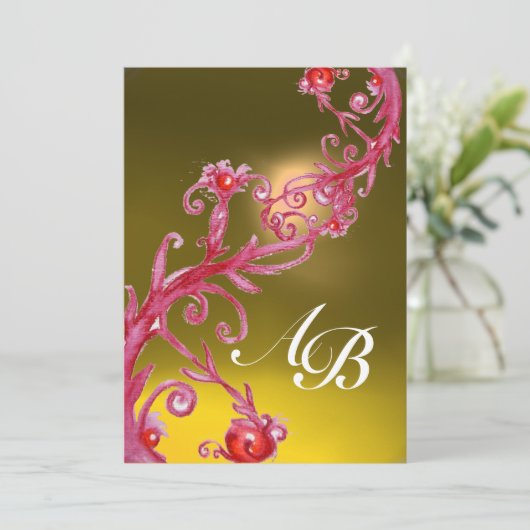 MAGIC BERRIES, MONOGRAM topaz Einladung (Stehend Vorderseite)