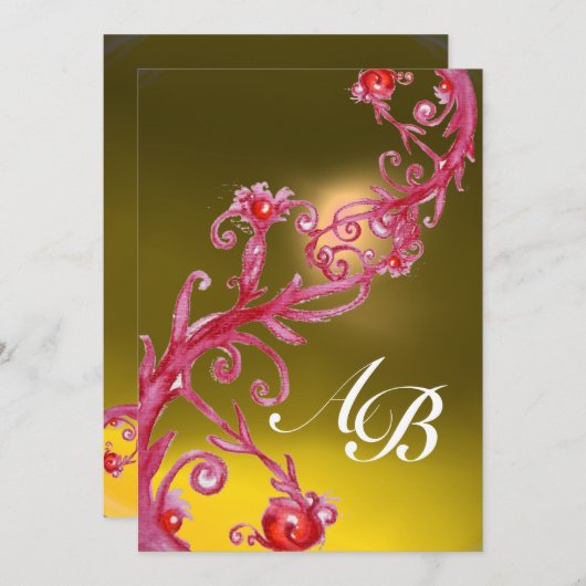 MAGIC BERRIES, MONOGRAM topaz Einladung (Vorne/Hinten)