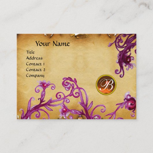 MAGIC BERRIES MONOGRAM, Topaz-Orangenparchment Visitenkarte (Vorderseite)
