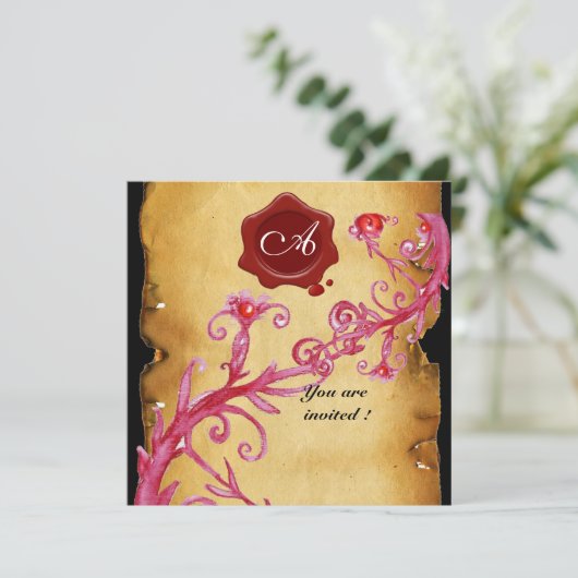 MAGIC BERRIES MONOGRAM, vax Siegel Einladung (Stehend Vorderseite)