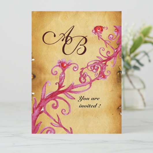 MAGIC BERRIES MONOGRAM Wachs Siegel Perchment Einladung (Stehend Vorderseite)