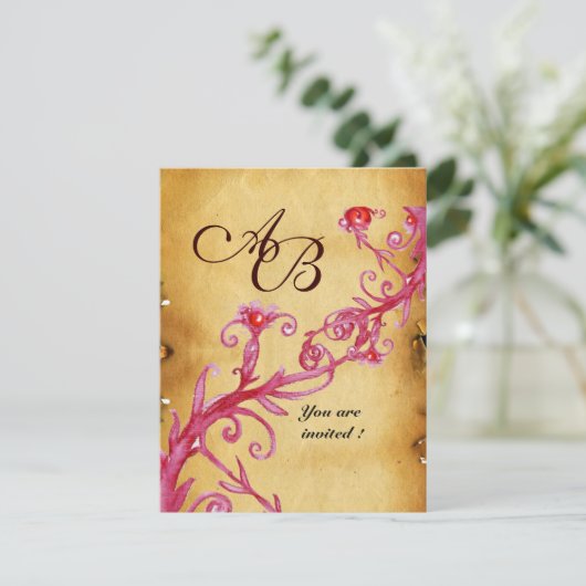 MAGIC BERRIES MONOGRAM Wachs Siegel Perchment Einladung (Stehend Vorderseite)