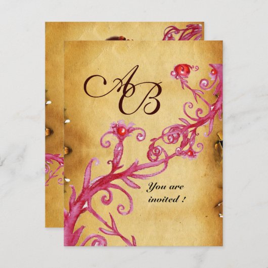MAGIC BERRIES MONOGRAM Wachs Siegel Perchment Einladung (Vorne/Hinten)