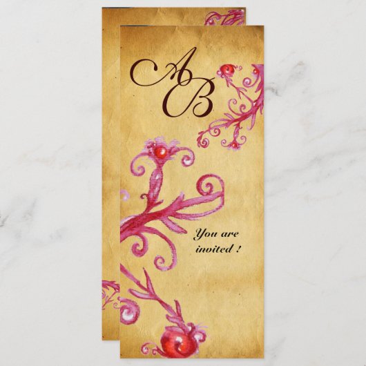 MAGIC BERRIES MONOGRAM Wachs Siegel Perchment Einladung (Vorne/Hinten)