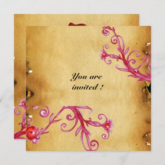 MAGIC BERRIES MONOGRAM Wachs Siegel Perchment Einladung (Vorne/Hinten)