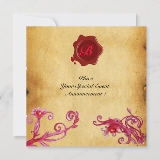 MAGIC BERRIES MONOGRAM Wachs Siegel Perchment Einladung (Rückseite)