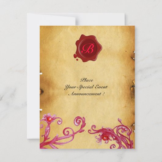 MAGIC BERRIES MONOGRAM Wachs Siegel Perchment Einladung (Rückseite)