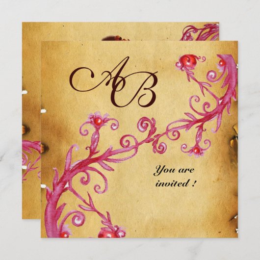 MAGIC BERRIES MONOGRAM Wachs Siegel Perchment Einladung (Vorne/Hinten)