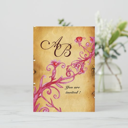 MAGIC BERRIES MONOGRAM Wachs Siegel Perchment uAwg Einladung (Stehend Vorderseite)