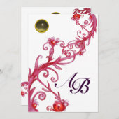 MAGIC BERRIES, MONOGRAMM, lila schwarz, grau Einladung (Vorne/Hinten)