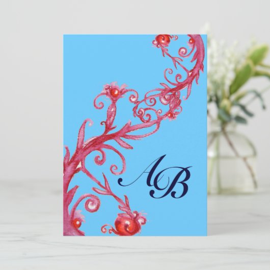 MAGIC BERRIES, MONOGRAMM, rot Einladung (Stehend Vorderseite)