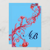 MAGIC BERRIES, MONOGRAMM, rot Einladung (Vorne/Hinten)