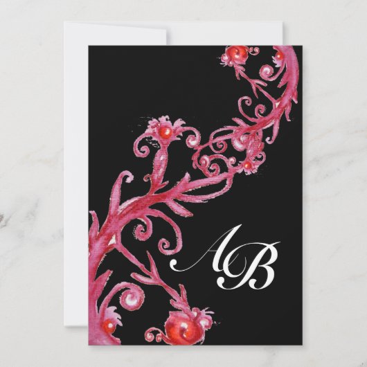 MAGIC BERRIES, MONOGRAMM, rot Einladung (Vorderseite)
