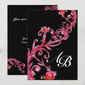 MAGIC BERRIES, MONOGRAMM, rot Einladung (Vorne/Hinten)