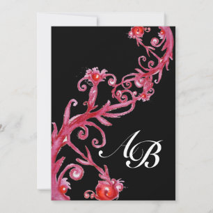 MAGIC BERRIES, MONOGRAMM, rot Einladung