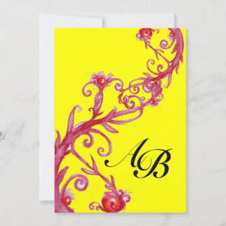 MAGIC BERRIES, MONOGRAMM, rot gelb Einladung