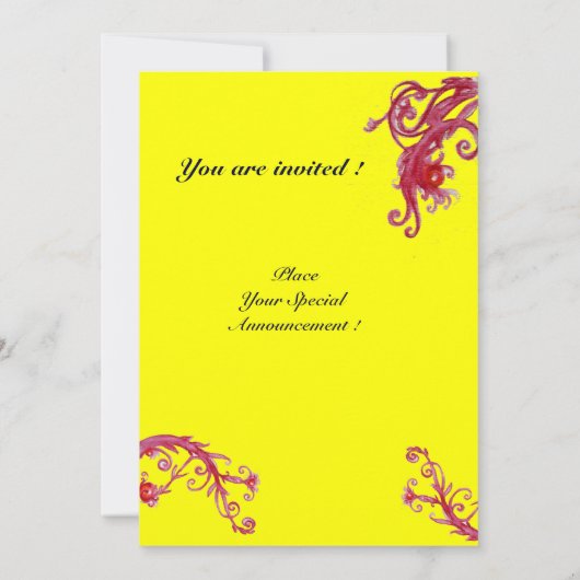 MAGIC BERRIES, MONOGRAMM, rot gelb Einladung (Rückseite)