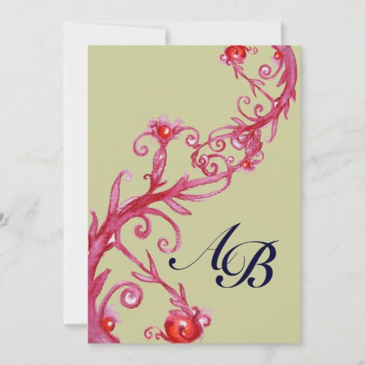 MAGIC BERRIES, MONOGRAMM, rot gelb Einladung (Vorderseite)