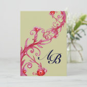 MAGIC BERRIES, MONOGRAMM, rot gelb Einladung (Stehend Vorderseite)