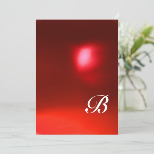 MAGIC BERRIES, MONOGRAMM, roter Ruby Einladung (Stehend Vorderseite)