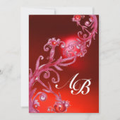 MAGIC BERRIES, MONOGRAMM, roter Ruby Einladung (Vorderseite)
