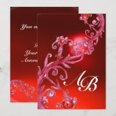 MAGIC BERRIES, MONOGRAMM, roter Ruby Einladung (Vorne/Hinten)