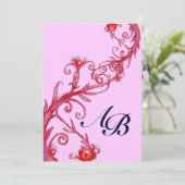 MAGIC BERRIES, MONOGRAMM roter violett Einladung (Stehend Vorderseite)