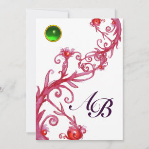 MAGIC BERRIES, MONOGRAMM, weiß grün, lila Einladung