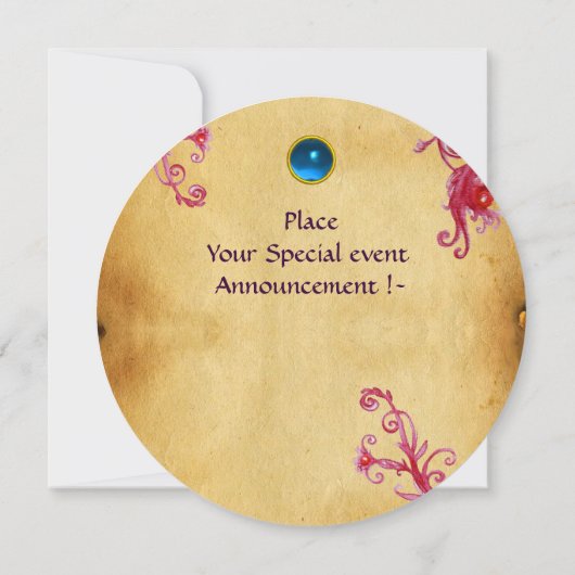 MAGIC BERRIES PARCHEMENT GEM blue saphire Einladung (Rückseite)