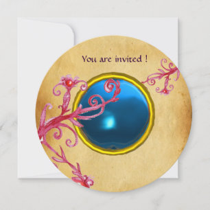 MAGIC BERRIES PARCHEMENT GEM blue saphire Einladung