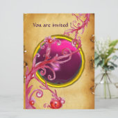 MAGIC BERRIES PARCHEMENT GEM red ruby Einladung (Stehend Vorderseite)
