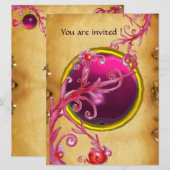 MAGIC BERRIES PARCHEMENT GEM red ruby Einladung (Vorne/Hinten)