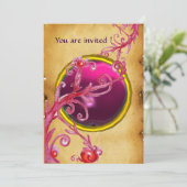 MAGIC BERRIES PARCHEMENT GEM red ruby Einladung (Stehend Vorderseite)