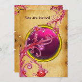 MAGIC BERRIES PARCHEMENT GEM red ruby Einladung (Vorne/Hinten)