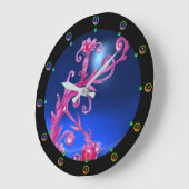 MAGIC BERRIES; PINK FLORAL WIRBEL BLAUE GEMSTONE GROßE WANDUHR (Winkel)