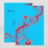 MAGIC BERRIES, rot blu Einladung (Vorne/Hinten)