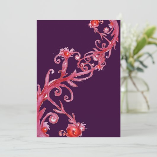 MAGIC BERRIES, rot lila Einladung (Stehend Vorderseite)