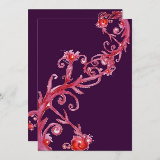 MAGIC BERRIES, rot lila Einladung (Vorne/Hinten)