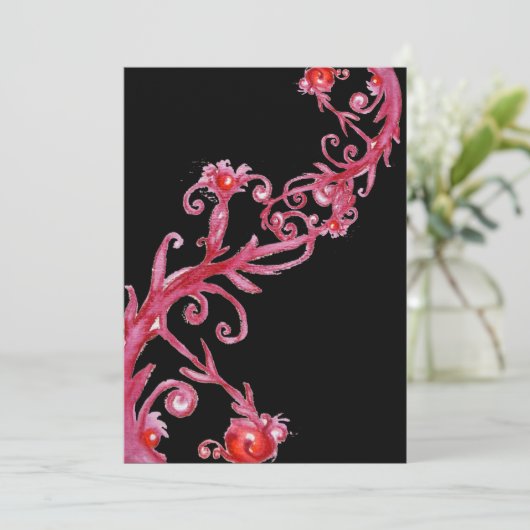 MAGIC BERRIES, rot schwarz Einladung (Stehend Vorderseite)