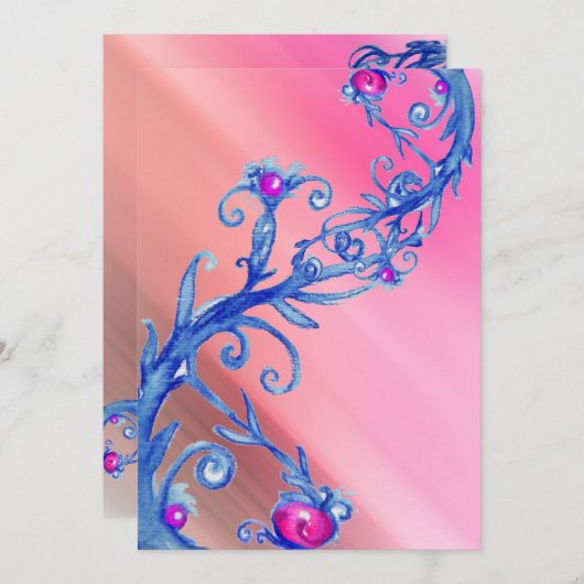 MAGIC BERRIES, rote weiße Seide Einladung (Vorne/Hinten)