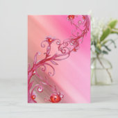 MAGIC BERRIES, rote weiße Seide Einladung (Stehend Vorderseite)