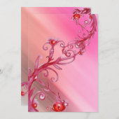 MAGIC BERRIES, rote weiße Seide Einladung (Vorne/Hinten)