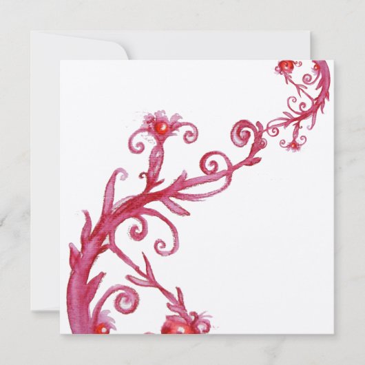 MAGIC BERRIES, rotes weißes metallisches Gold Einladung (Vorderseite)