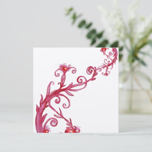 MAGIC BERRIES, rotes weißes metallisches Gold Einladung (Stehend Vorderseite)