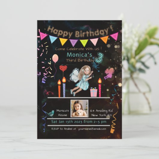 Magic Birthday Einladung (Stehend Vorderseite)